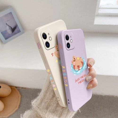 Kind Running Bear Phone Case For iPhone 12 Pro Max 11 X XS XR XSMAX SE2020 8 8Plus 7 7Plus 6 6S Plus Liquid Silicone Cover