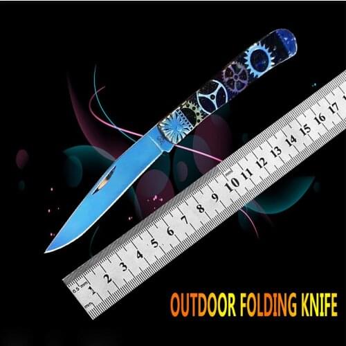 Outdoor survival lock-free pocket knife camping self-defense high hardness portable pocket knife household fruit gift knife EDC