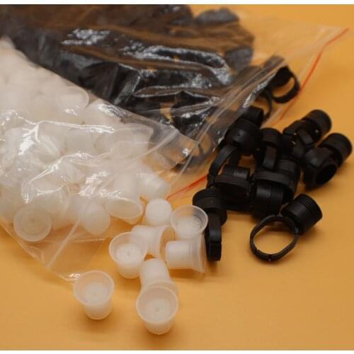 100pcs Tattoo Sponge Ink Cup with 100pcs Black Ring Holder For Permanent Makeup Machine Pigments Holding