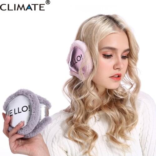 CLIMATE Women Earmuffs PU Winter Folding Ear Warmer Cover Fold Muff Cool Army Warm Ear Muff PU Blank Ear Muffs for Men Women
