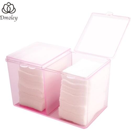 Dmoley Nail Art Box Holder Clear/Pink Remover Cotton Pad Container Storage Makeup Clear Compartments Holder Nail Art Organizer
