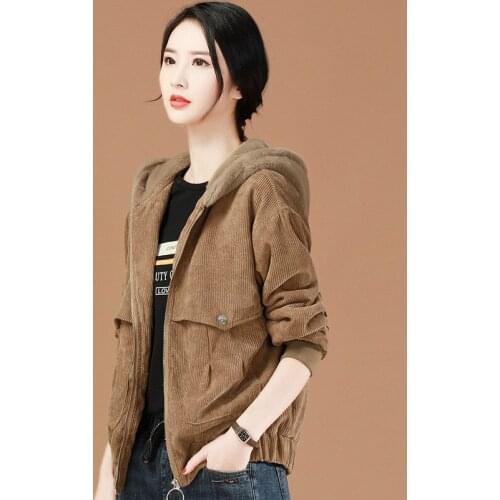 New Fashion Corduroy Winter Jacket Women 2020 Warm Plus Velvet Loose Hooded Cotton Padded Coats Outerwear Parkas Chaqueta Mujer