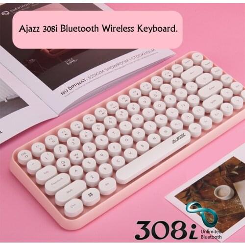 New Ajazz 308i Multi-Device Steam Punk Retro Round Keycap Universal Bluetooth Wireless keyboard For Phone,Tablet ,Notebook