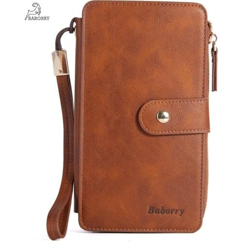 Mens Long Wallets Top Quality PU Leather Purse Clutches Multifunctional Phone Bag Zipper Hasp Multi-card