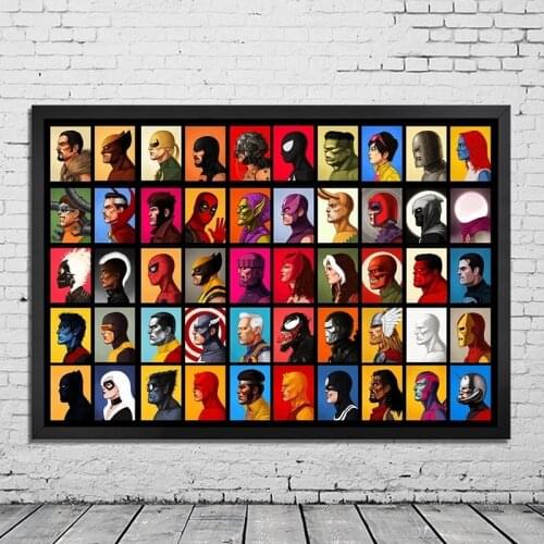 Marvel Super Hero Characters Head Wall Art Canvas Poster Cartoon Painting Captain America Artwork Kids Gift Room Home Decor