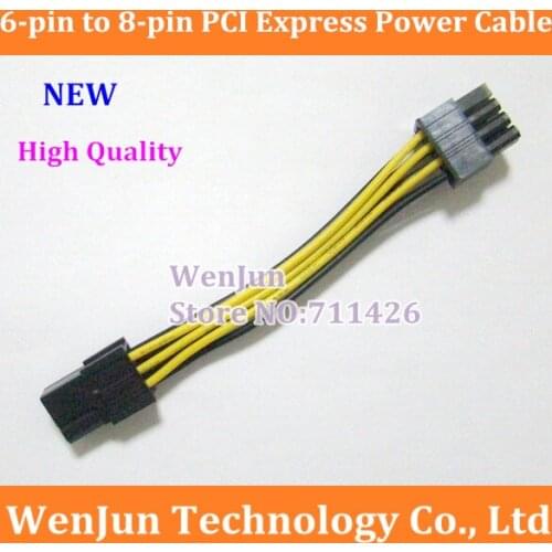 Free Shipping new PCIE PCI-E 6-pin Female to 8-pin Male PCI Express Power Converter Cable for GPU Video Card 18AWG wire