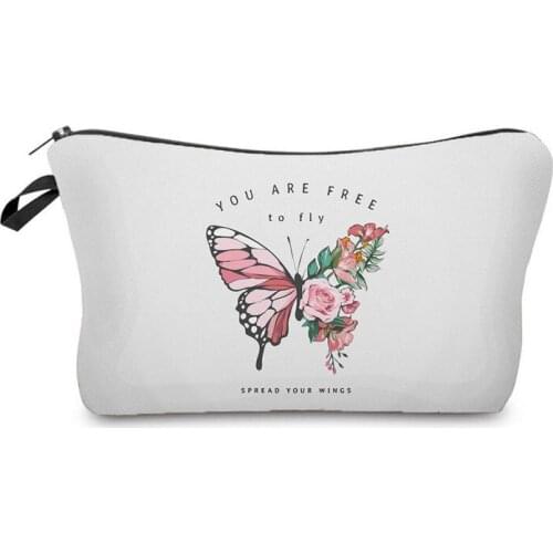 Floral Butterfly Printed Cosmetics Organizer Bag High Quality Womens Makeup Bag Fashion Storage Bags for Women Small Female Bag