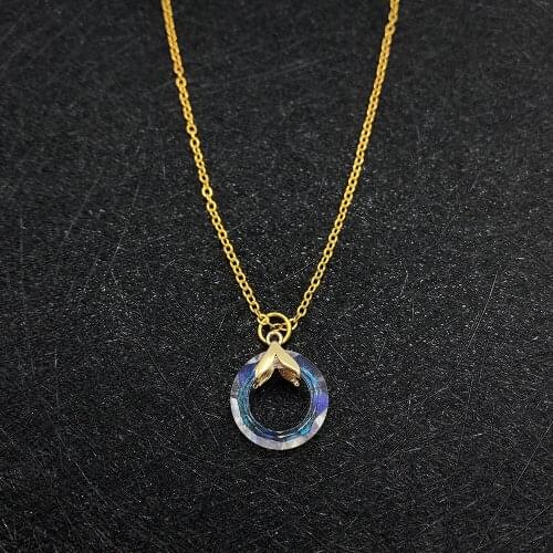 Natural Crystal Pendant Necklace Exquisite Ring Copper Chain 11x11 mm DIY Handmade Pendant Jewelry Accessories Lady Charm