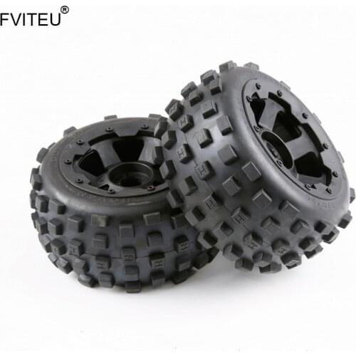 FVITEU Complete Rubber Rear knobby Wheel Tire set Fit 1/5 HPI Baja 5B Rovan King Motor