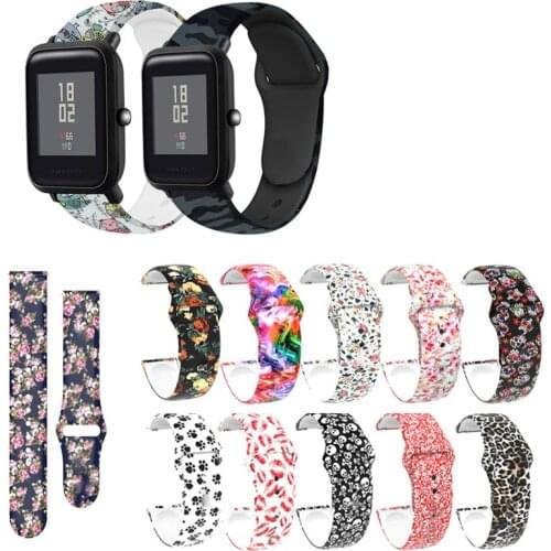 Camo Soft Silicone Watch Band Strap for Huami Amazfit Bip Lite S U for GTS 2 GTR 42mm Replacement strap 20mm
