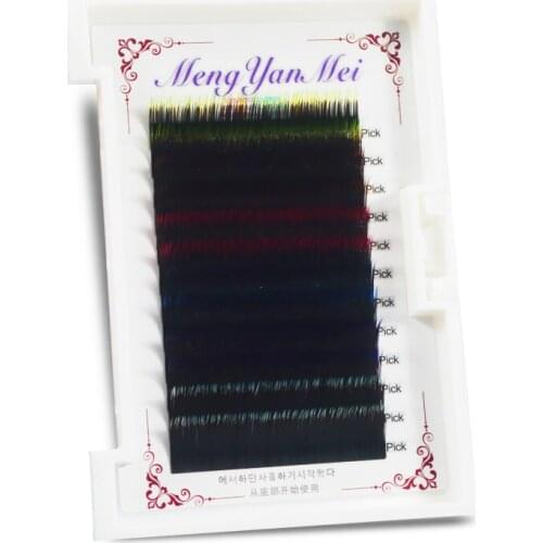 Rainbow Color Eyelash Extension 1Case 6 Colors Red Blue Green Color Eyelashes LAUKISS Lashes Cosmetic Tools Fake Eye lash