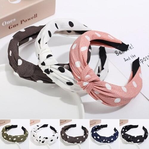 Chiffon Point Dot Headband for Women Knotted Hair Hoop make up Girls hairband Hair Accessories FG072