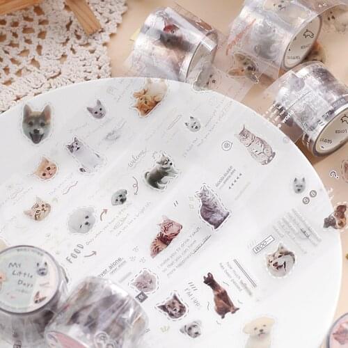Lovely Dogs Cats junk Journal Washi Tape Hand account Adhesive Tape DIY Scrapbooking Sticker Label Japanese Masking tape