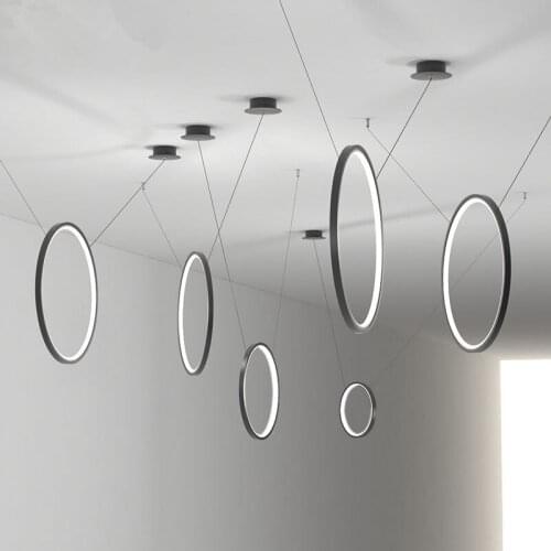 Modern Led Pendant Light Hang Aluminum Circle ring combination lamp Lighting For Living Room dining luminaire suspendu