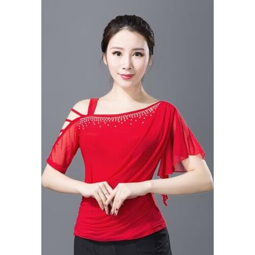 Latin Dance Top Short-Sleeved Summer New Jitba Dance Costume Female Adult Modern Dance Top Ballroom Dance Clothes