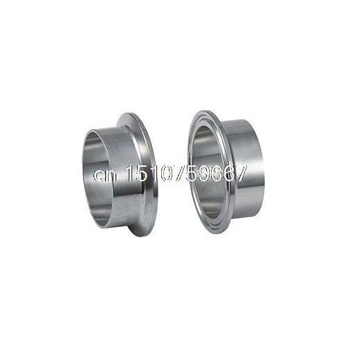 Pair 2.5" Tri Clamp Ferrule Flange OD:76mm H:21mm OD:57mm SS304 + PTFE Ring