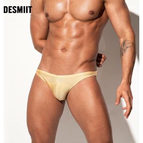 Desmiit Mens Swim Briefs Sexy Men Bikini Swimwear Swimming Trunks Low Waist Swimsuits Man Beach Bathing Shorts