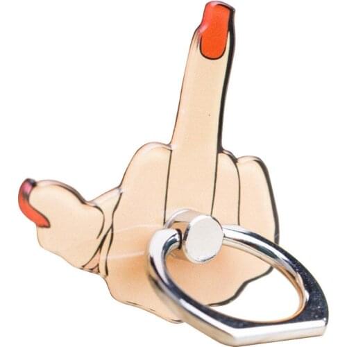 Funny Phone Holder Middle Finger Up Ring Rotating Grip Stand Holder Mount for iPhone Samsung Keychain