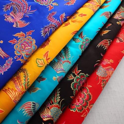 Chinese phoenix pattern brocade jacquard fabrics for sewing cheongsam and kimono DIY material