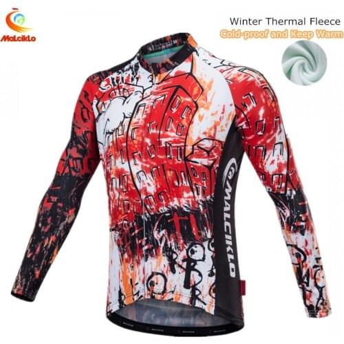 Malciklo 2018 Winter Cycling Jacket Fleece Mens Cycling Jersey Long Sleeve Bike Jacket Ropa Ciclismo Maillot MTB Bike Jersey