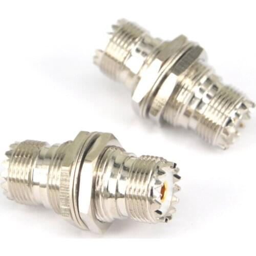 2 Pieces UHF Female Nut to SO239 Jack Nut Panel Mount Connector Adapter Straight F/F