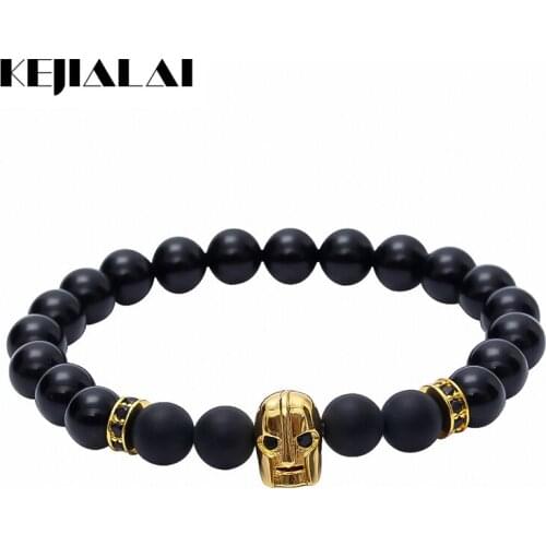 2017 Atolyewolf Men Bracelet Black Eye Spartan Bracelet Warrior Jewelry Skull Skeleton Bracelet Helmet Charm Christmas Gift
