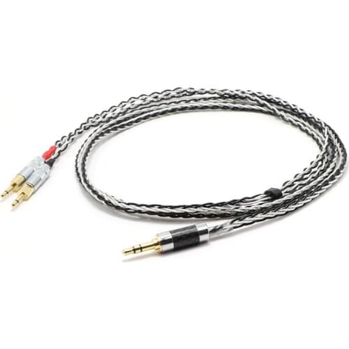 3.5mm Stereo 8 croes Silver Plated Headphone Upgrade Cable, for HD700 HE400i HE1000 HE6 HE500 EDX M1060 M1060c Earphones