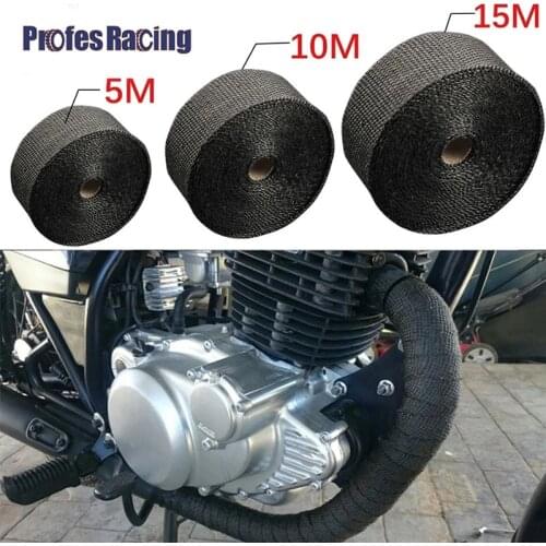 5cm*5M/10M/15M 20M Motorcycle Exhaust Thermal Tape Header Heat Wrap Manifold Insulation Roll Resistant with Stainless Ties