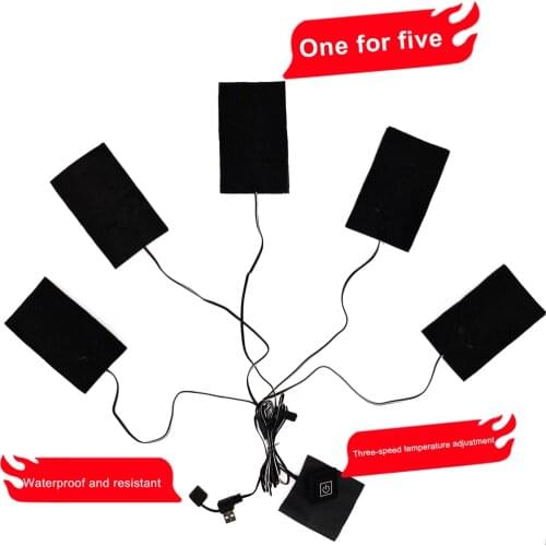 Winter USB Electric Heated Jacket Heating Pad Outdoor Themal Warm Winter Heating Vest Pads For DIY Heated Clothing 5-in-1