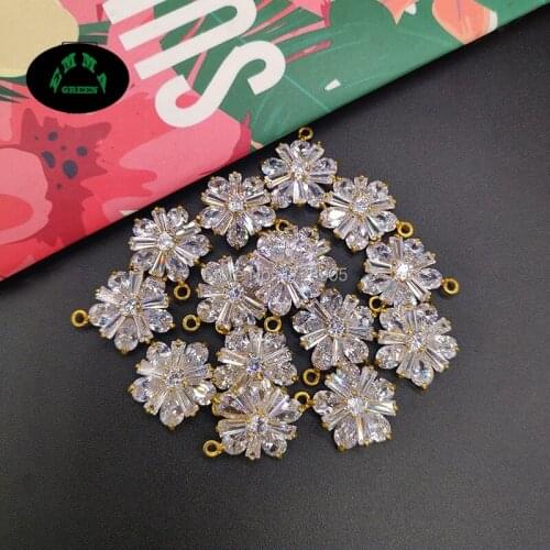 Zircon Connector Accessories 20pcs Crystal Zircon Charms Connectors for Jewelry Making Daisy Flower Zircon Embellishments Button