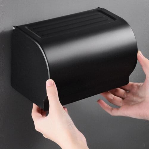 Anti-rust Metal Aluminum Paper Holders Waterproof Bathroom Storage Box Bathroom Hardware Punch-free Paste Smooth Walls E11762