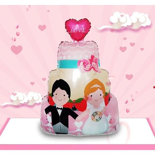 New Designs Big Foil Balloons Love Wedding Three Layers Pink Color Cake Balloons Wedding Party Room Decoration Adults Balons