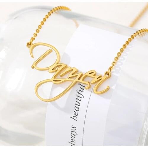Custom Signature Necklaces Personalized Name Pendant Necklace For Women Men Charms Stainless Steel Letter Jewelry Birthday Gifts