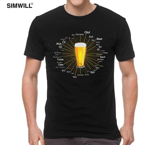 Urban Fashion T-shirt Men Word Beer In 45 Different Languages Tee Cotton I Love Alcoholic Drink T Shirt Short Sleeved Top Tshirt