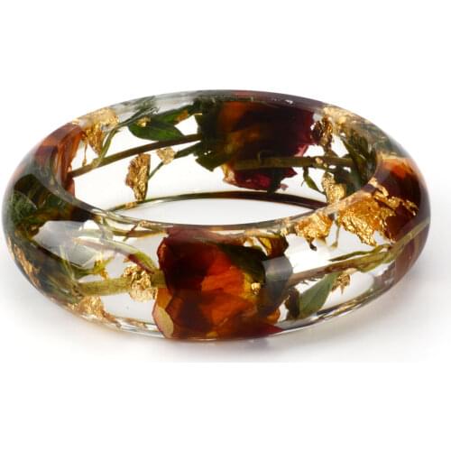 2019 Hot Sale Fashion Creative Design Transparent Resin Bracelet Bangle Real Dried Flower Rose Leaf For Women Best Gift Jewelry