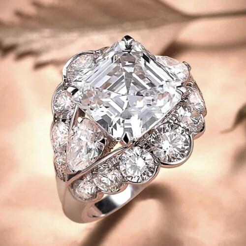 Huitan New Trend Princess Cut Square CZ Women Rings Aesthetic Proposal Engagement Ring for Lover Female Luxury Jewelry Wholesale