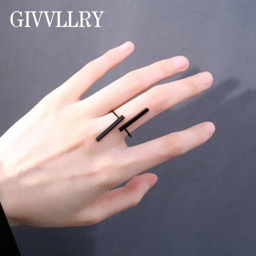 Steampunk Geometric Finger Rings for Women Fashion Jewellry Minimalist Punk Black White Gold Long Bar Knuckle Opening Ring Gift