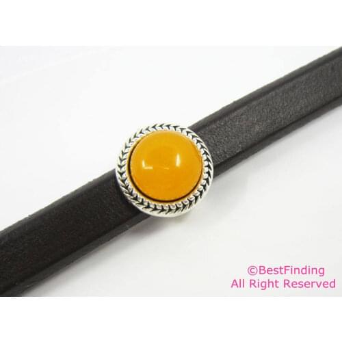 Topaz embellish Licorice leather findings 10x6mm leather sliders -LR35