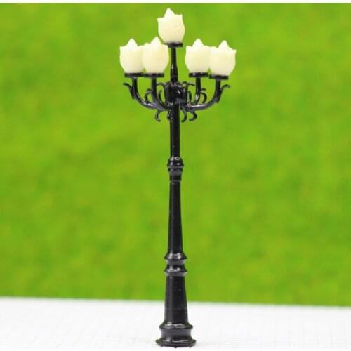 LYM41 2pcs Model Railway Lamp Post Street Lights 5-head HO OO Scale LEDs NEW Miniature 3V LEDs
