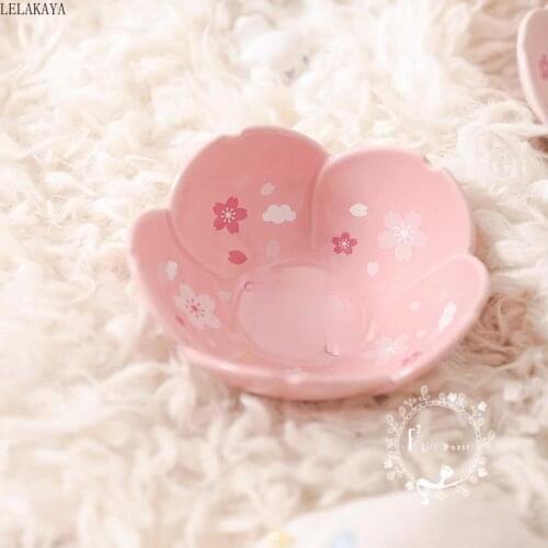 Cute Anime long ear dog Cartoon Petal Shaped Salad Bowl Anime Action Figure Ceramic Tableware bowl