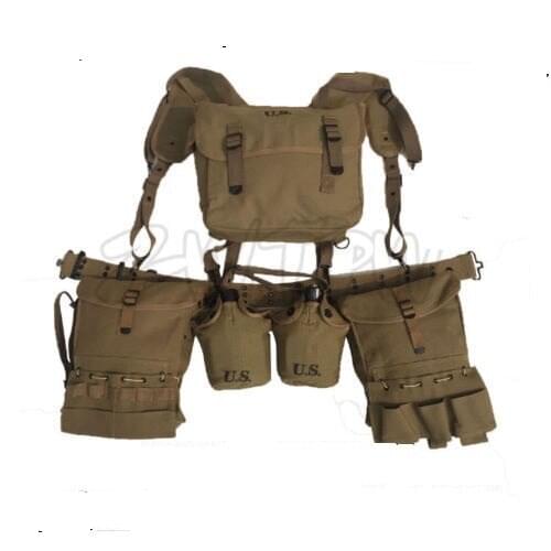 WWII WW2 US ARMY USMC SOLDIER COMBAT MEDIC EQUIPMENT FIELD KIT SUSPENDERS CANTLES SET- World military Store