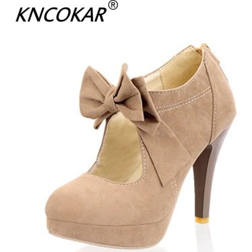 Size big 34-43 new Fashion Platform High Heels Women Pumps Spring Summer Autumn Bowtie Women Shoes Woman Special offer