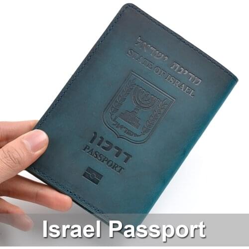 Genuine Leather Israeli Passport Cover For Israel Credit Card Holder Hebrew Passport Case Unisex Travel Wallet