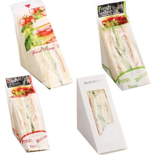 Disposable OPP Sandwich Case Cover Trilateral Cake Packing Bag Cookies Bag Bread Bakery Restaurant Shop Package Tools 50/100pcs