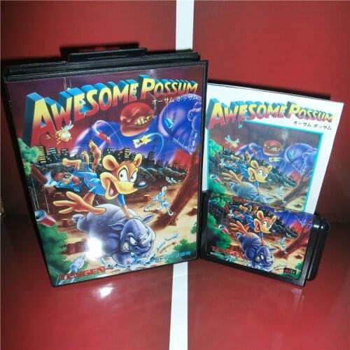 Awesome Possum Japan Cover with Box and Manual for MD MegaDrive Genesis Video Game Console 16 bit MD card