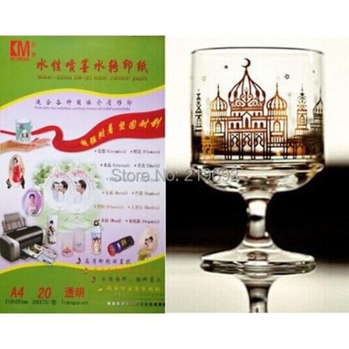 50 pieces/lot) A4 inkjet transparent glass decal slide paper