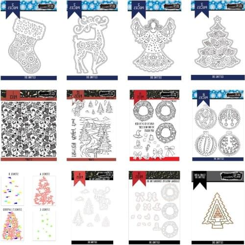 Christmas tree deer bell garland Metal Cutting Dies Stamps Stencil Scrapbook Decoration Template DIY Greeting Sheets 2021 New