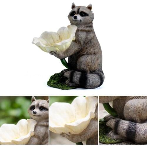 Garden courtyard decoration Raccoon bird feeder Resin Ornament Outdoor Garden Statue Yard & Garden Decor