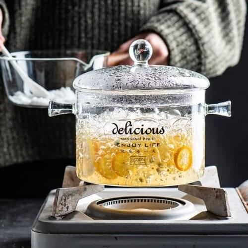 Glass cooking Soup pot With lid japanese kitchen cookware set nonstick frying pan Transparent Household Heat Resistant hot pot