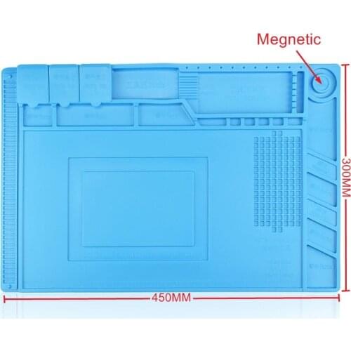 45x30cm Heat Insulation Silicon Pad Desk Mat Maintenance Platform S160 for BGA Soldering Repair Station with Magnetic Sect